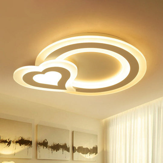 Minimalist White LED Flush Mount Fixture - Ultra-Thin Acrylic Lighting for Kids Bedroom