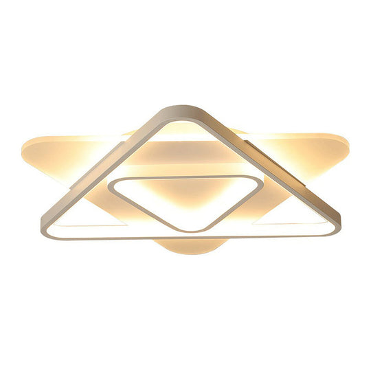 Contemporary Triangle LED Flush Mount Ceiling Light in White - Acrylic Living Room Lighting Fixture