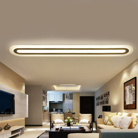 Minimalist White LED Flush Mount Lighting Fixture - Perfect for Living Room