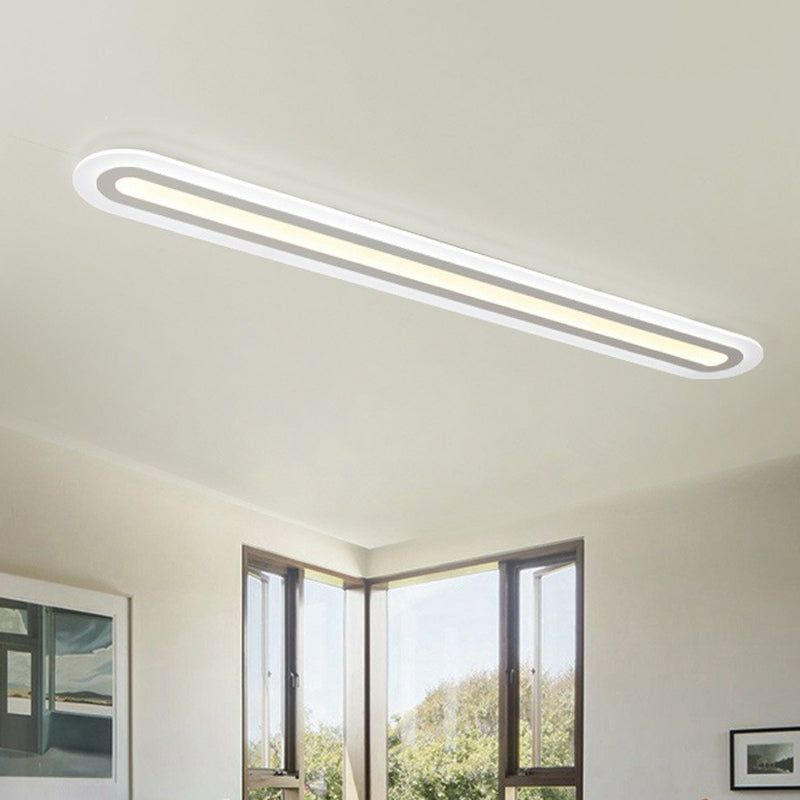 Minimalist White LED Flush Mount Lighting Fixture - Perfect for Living Room