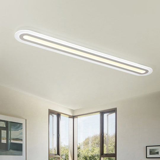 Minimalist White LED Flush Mount Lighting Fixture - Perfect for Living Room