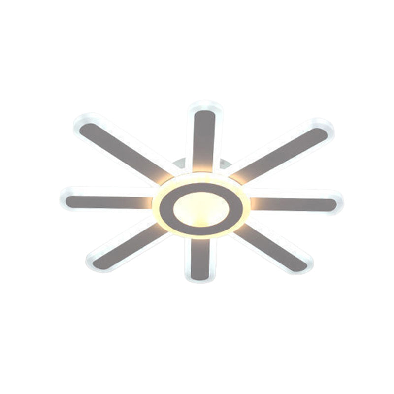 Modern White LED Sun Shaped Acrylic Flush Mount Light for Bedroom Ceiling