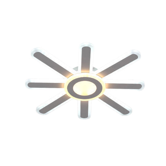 Modern White LED Sun Shaped Acrylic Flush Mount Light for Bedroom Ceiling
