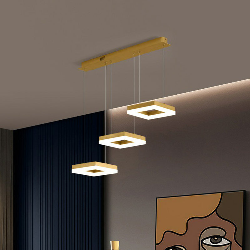 Geometric Led Ceiling Light With Metallic Finish - Perfect For Dining Room 3-Bulb Suspension Fixture
