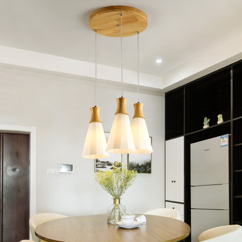 Contemporary White Glass Hanging Light with 3 Heads - Perfect for Dining Room Ceiling Lighting