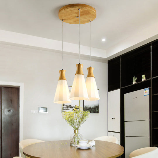 Contemporary White Glass Hanging Light with 3 Heads - Perfect for Dining Room Ceiling Lighting