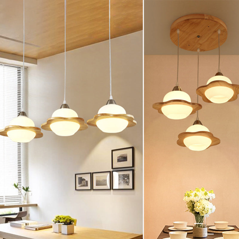 Contemporary White Glass Hanging Light with 3 Heads - Perfect for Dining Room Ceiling Lighting