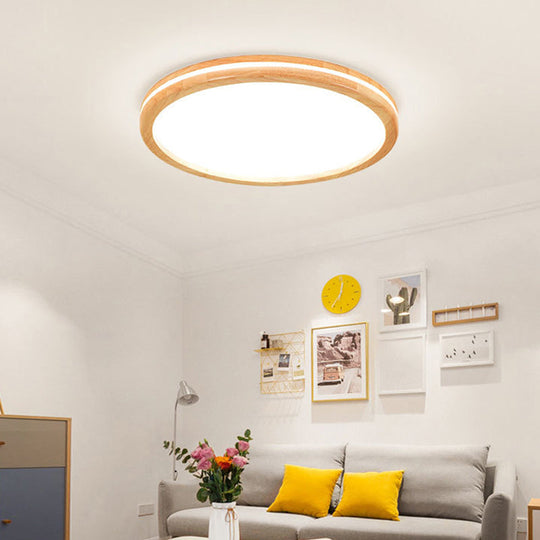 Circular LED Flush Mount Ceiling Light with White Acrylic Shade
