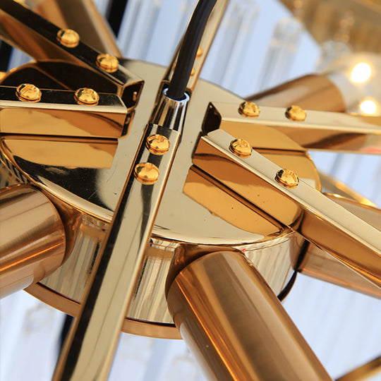 Modern Tapered Chandelier Pendant Light - Clear Glass - 6-Light - Gold Finish