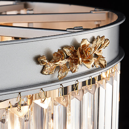 Modern Rectangular Drum Chandelier Light - Crystal, 3/4 Lights, Dining Room Hanging Pendant - 16"/19.5" Wide