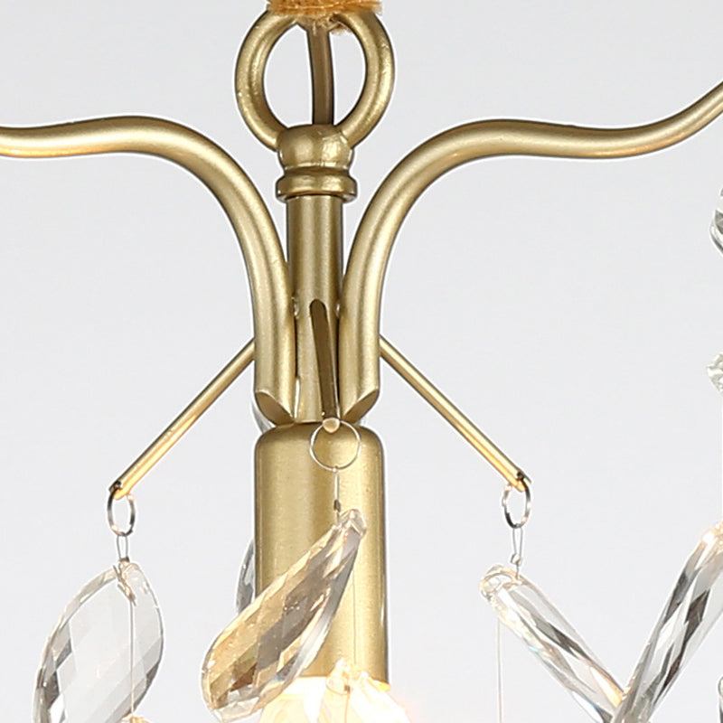 Modern Gold Teardrop Crystal Chandelier 1-Light Fixture for Hallway