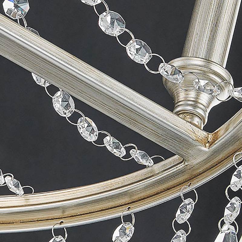 Modern Metal Candle Chandelier Pendant Light - 6-Light Nickel Suspension for Dining Room