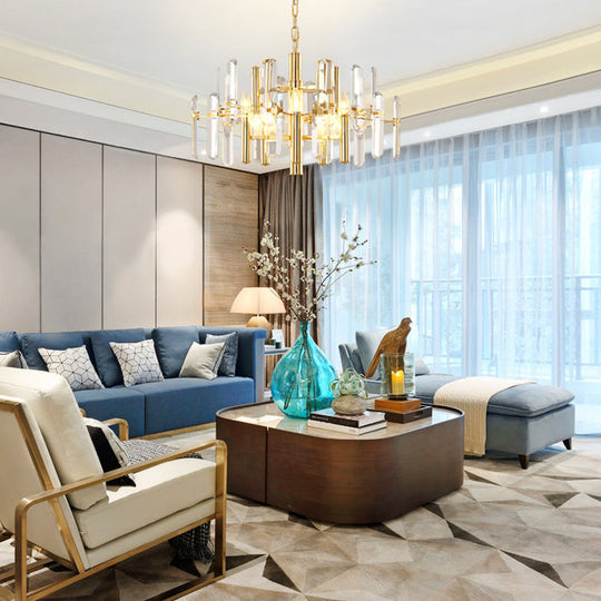 Modern Metal Frame Gold Chandelier Light Fixture, 8/10 Lights, 23.5"/31.5" Wide