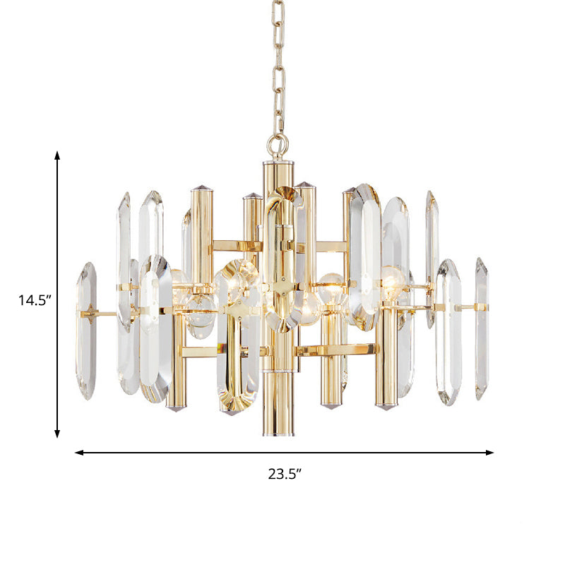Modern Metal Frame Gold Chandelier Light Fixture, 8/10 Lights, 23.5"/31.5" Wide