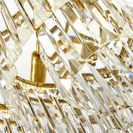 Modern Crystal Chandelier Drum Ceiling Light Fixture, 9 Lights, 25.5"/31.5" Wide, Brass Finish