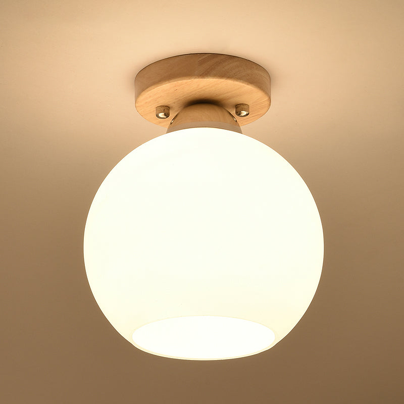 White Glass Led Flush Mount Lighting With Nordic Design Shaded Entryway Ceiling Light Fixture / C
