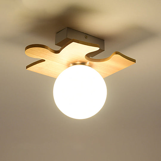 White Glass LED Flush Mount Lighting with Nordic Design – Shaded Entryway Ceiling Light Fixture