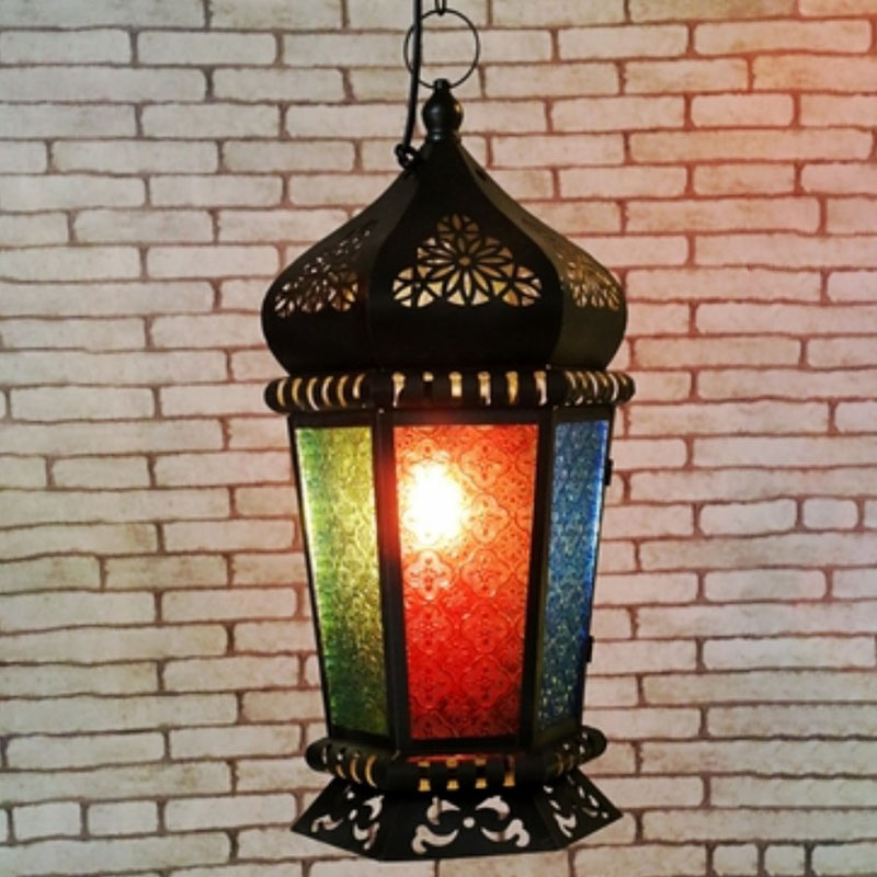 Black Retro-Style House Shaped Metallic Ceiling Light For Restaurants / K