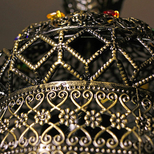 Bronze Carved Lantern Iron Suspension Pendant Ceiling Light With South-East Asian Influence - Ideal