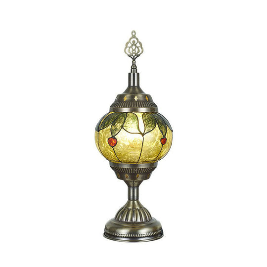 Iron Nightstand Lamp - Turkish-Style 1-Light Table Lighting For Study Room In Bronze Finish