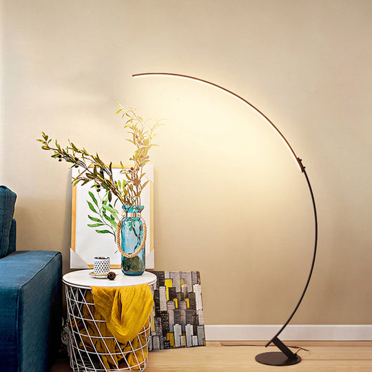 Contemporary Arched Led Floor Lamp In Metallic Coffee - Enhance Your Living Room Lighting!