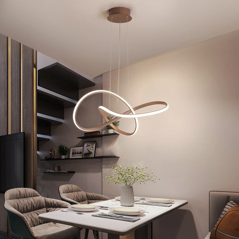 Modern Gold Metallic LED Chandelier Pendant Light for Restaurants - Sleek and Seamless Design