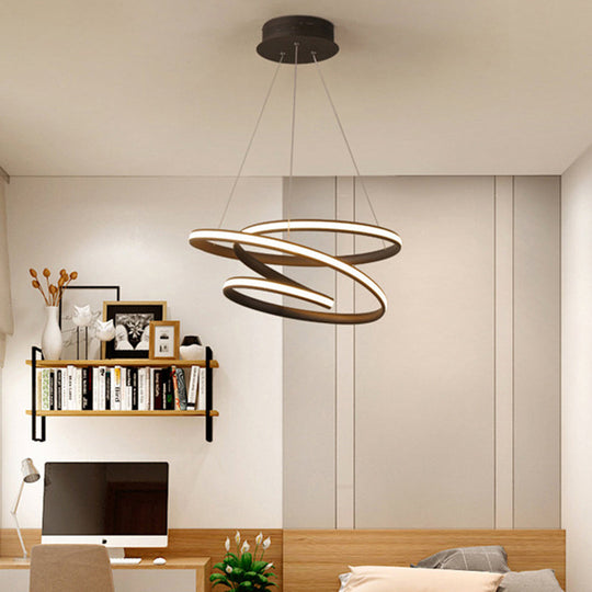 Chic Nordic Style Coffee Metallic Led Suspension Chandelier Light For Restaurants