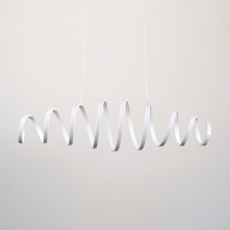 Lustre contemporain en spirale blanc avec acrylique et LED - Idéal pour les salles à manger