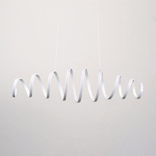 Lustre contemporain en spirale blanc avec acrylique et LED - Idéal pour les salles à manger