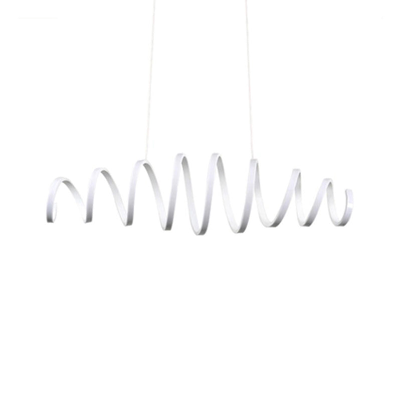 Lustre contemporain en spirale blanc avec acrylique et LED - Idéal pour les salles à manger