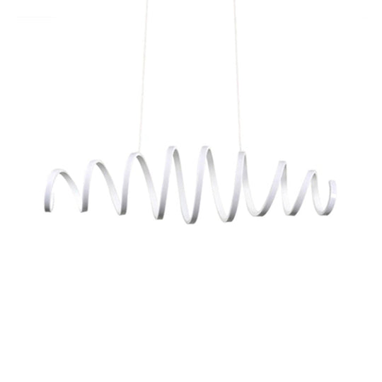 Lustre contemporain en spirale blanc avec acrylique et LED - Idéal pour les salles à manger
