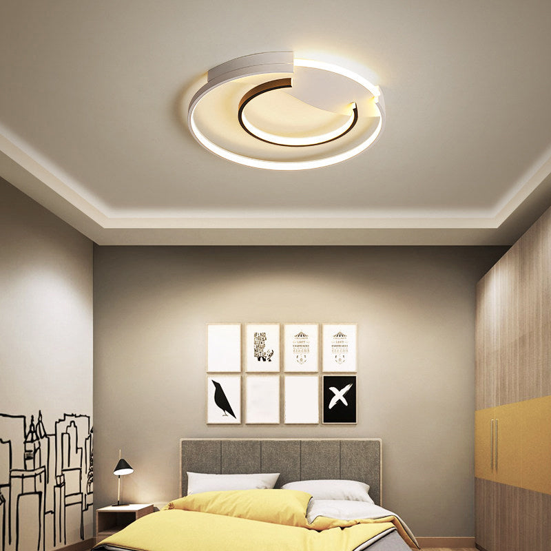 Sleek LED Flush Mount Ceiling Light - Modern Acrylic Fixture for Bedroom or Living Room in Black & White