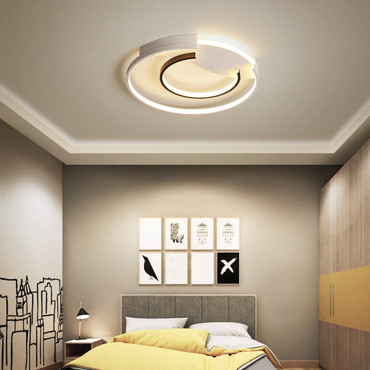 Sleek LED Flush Mount Ceiling Light - Modern Acrylic Fixture for Bedroom or Living Room in Black & White