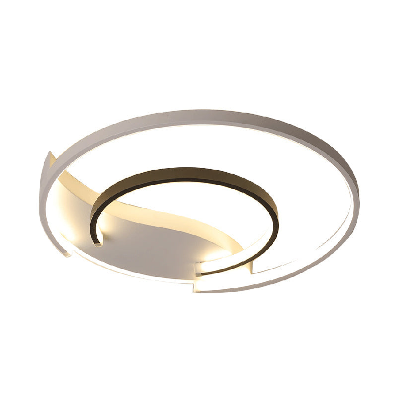 Sleek LED Flush Mount Ceiling Light - Modern Acrylic Fixture for Bedroom or Living Room in Black & White