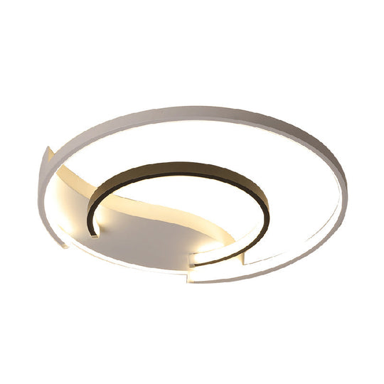 Sleek LED Flush Mount Ceiling Light - Modern Acrylic Fixture for Bedroom or Living Room in Black & White