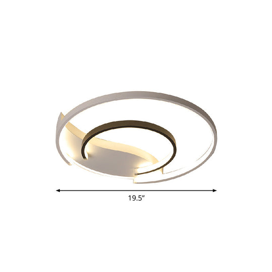 Sleek LED Flush Mount Ceiling Light - Modern Acrylic Fixture for Bedroom or Living Room in Black & White