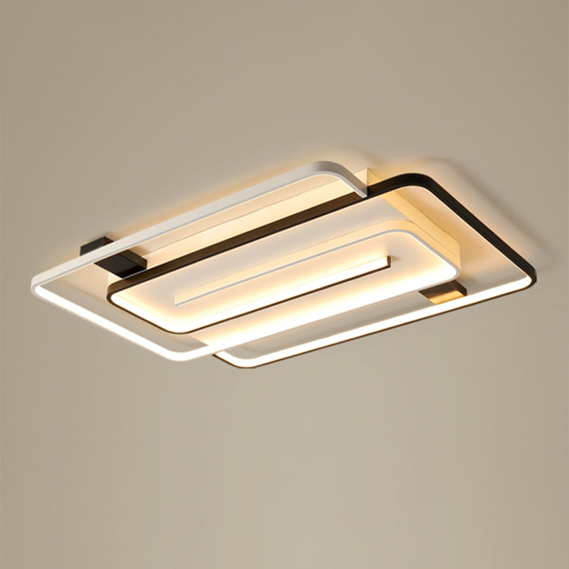 Black And White Acrylic Flush Ceiling Light - Modern Geometric Style With Led Fixture Black-White /
