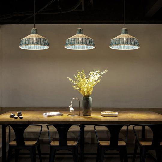 Rattan Wood Hanging Pendant Light For Modern Restaurants - Shaded Ceiling Design