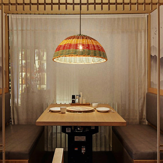 Rattan Wood Hanging Pendant Light For Modern Restaurants - Shaded Ceiling Design