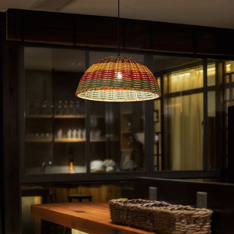 Rattan Wood Hanging Pendant Light For Modern Restaurants - Shaded Ceiling Design