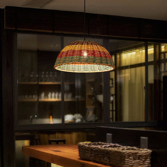 Rattan Wood Hanging Pendant Light For Modern Restaurants - Shaded Ceiling Design