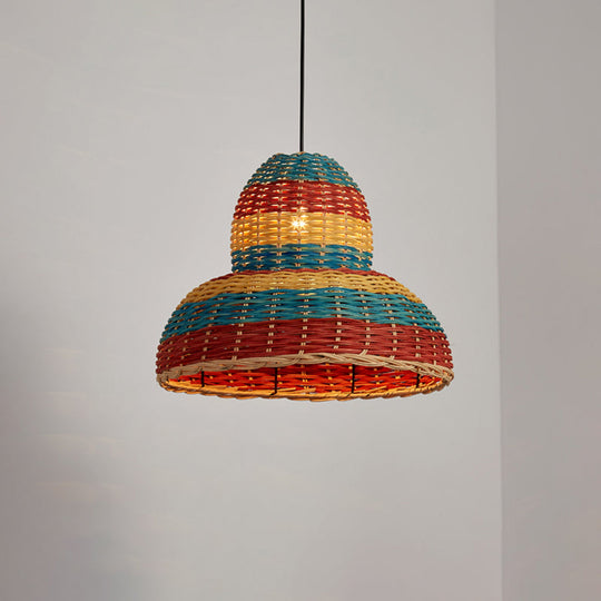 Rattan Wood Hanging Pendant Light For Modern Restaurants - Shaded Ceiling Design / C