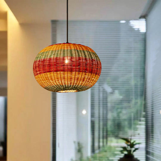 Rattan Wood Hanging Pendant Light For Modern Restaurants - Shaded Ceiling Design