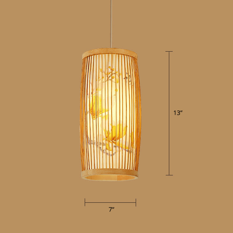 Minimalist Handwoven Rattan Pendant Ceiling Light - Wood Suspension Lighting