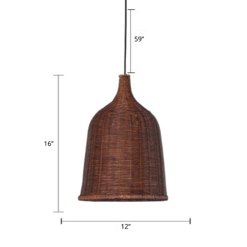 Sleek Rattan Pendant Ceiling Light For Minimalist Restaurant - Basket Suspension Lighting