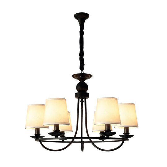Vintage Tapered Drum Chandelier Pendant Light - Black Fabric For Living Room 6 /