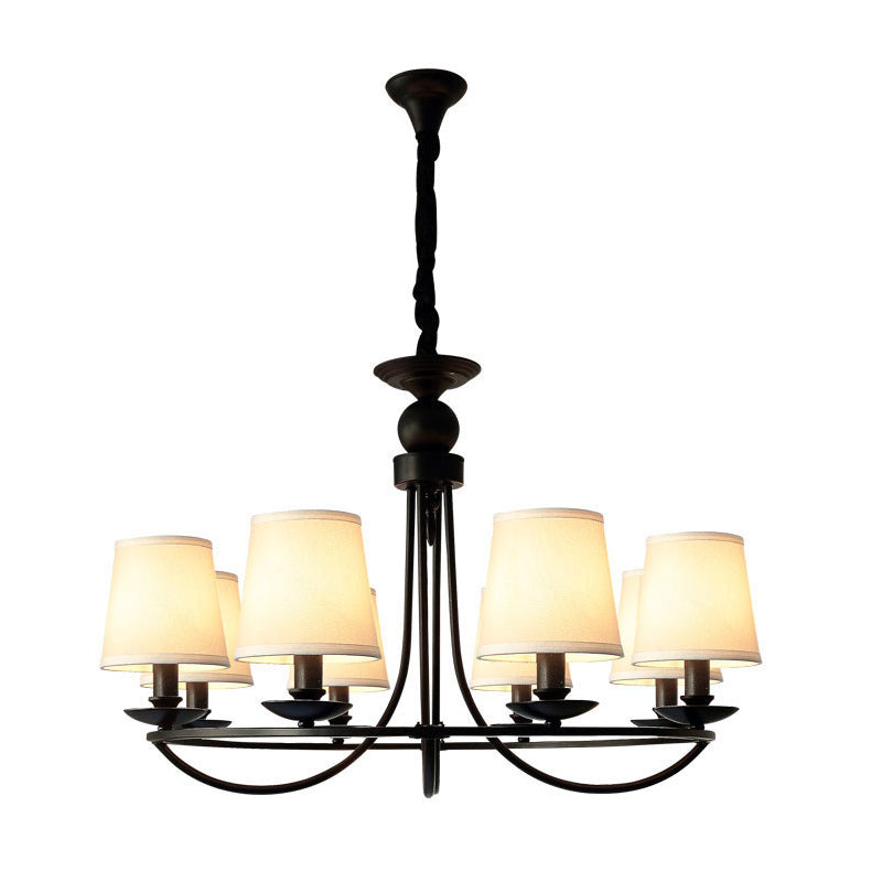 Vintage Tapered Drum Chandelier Pendant Light - Black Fabric For Living Room 8 /