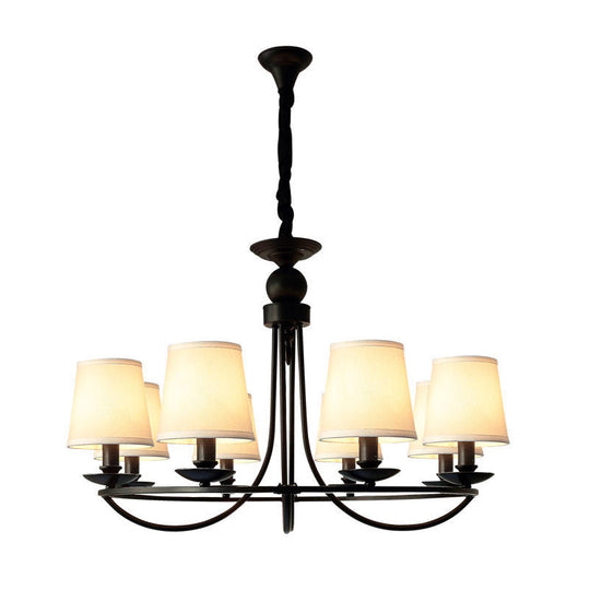 Vintage Tapered Drum Chandelier Pendant Light - Black Fabric For Living Room 8 /