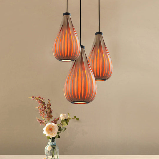 Minimalist Single-Bulb Wood Pendant Ceiling Light - Orange Teardrop Suspension Lighting