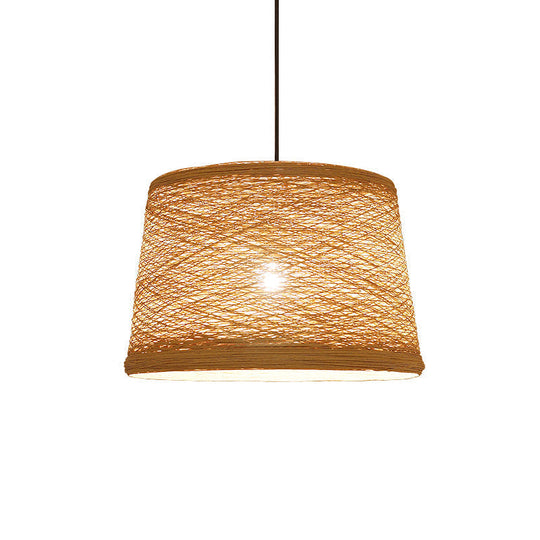 Asian-Style Tapered Flaxen Ceiling Pendant Light Ideal For Restaurants (1-Light Fixture)